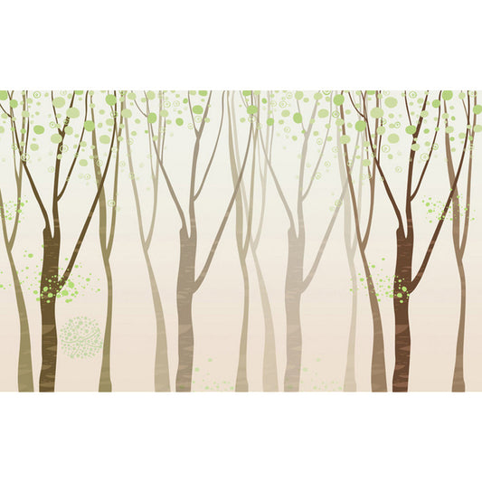 Whole Misty Forest Wall Covering for Office Fantasy Leaf Mural Wallpaper in Brown, Stain-Resistant Clearhalo 'Wall Decor' 'Wall Mural' 965159