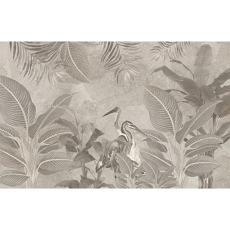 Taupe Coffee Tropical Forest Mural Stain-Resistant Wall Covering for Living Room Clearhalo 'Wall Decor' 'Wall Mural' 965219