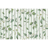 Whole Contemporary Mural Wallpaper Pastel Green Leaf and Stripe Wall Covering, Personalized Size Available Clearhalo 'Wall Decor' 'Wall Mural' 965269