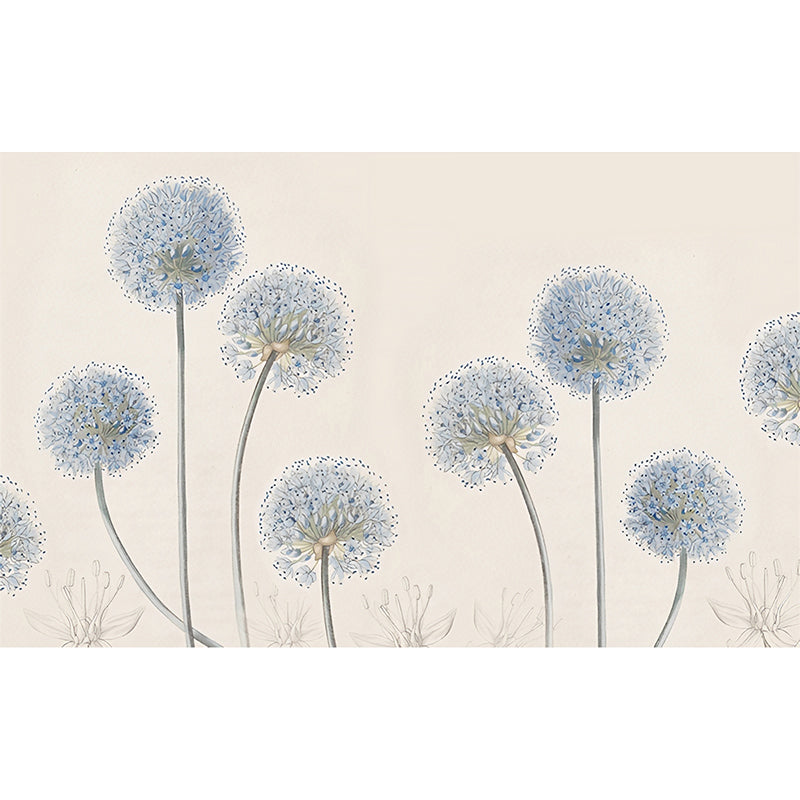 Big Illustration Style Dandelion Mural for Living Room in Grey and Orange, Personalized Size Available Clearhalo 'Wall Decor' 'Wall Mural' 965344