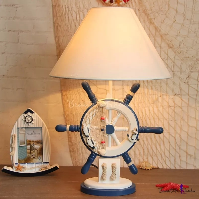 Adult Bedroom Rudder Desk Light Resin 1 Head Nautical Style White Reading Lamp Clearhalo 'Lamps' 'Table Lamps' Lighting' 96540