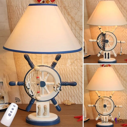 Adult Bedroom Rudder Desk Light Resin 1 Head Nautical Style White Reading Lamp Clearhalo 'Lamps' 'Table Lamps' Lighting' 96542