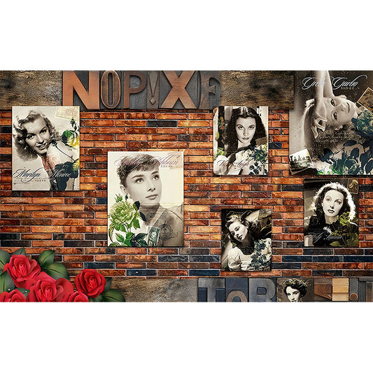 Big Brick and Poster Mural in Brown Non-Woven Wall Covering Moisture-Resistant, Custom-Printed Clearhalo 'Wall Decor' 'Wall Mural' 965800