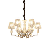 Chrome 6-Light Down Lighting Pendant Modern Crystal Tapered Shade Chandelier for Living Room Clearhalo 'Ceiling Lights' 'Chandeliers' Lighting' options 965935