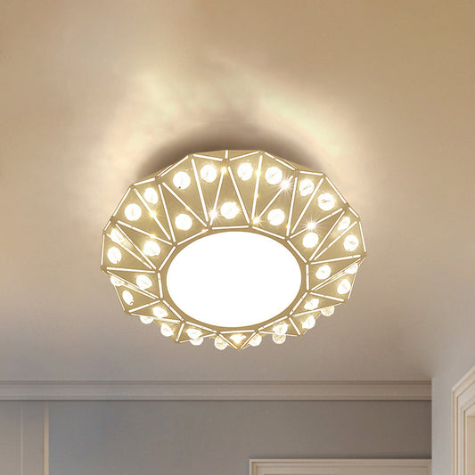 Cut Crystal Clear Ceiling Light Laser Cut Round Small Entryway LED Flush Mount Lighting Fixture Clear Clearhalo 'Ceiling Lights' 'Close To Ceiling Lights' 'Close to ceiling' 'Flush mount' Lighting' 965982