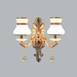 Gold 2 Lights Sconce Lamp Traditional Frosted Glass Beaker Shaped Wall Mounted Lighting Fixture Clearhalo 'Wall Lamps & Sconces' 'Wall Lights' Lighting' 966030