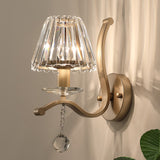 Crystal Prism Antiqued Gold Sconce Conical 1 Head Minimalist Wall Mount Light Fixture Gold Clearhalo 'Modern wall lights' 'Modern' 'Wall Lamps & Sconces' 'Wall Lights' Lighting' 966042