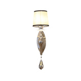 Chrome Swan Neck Wall Mounted Lamp Modernist Metal Single Living Room Sconce Light with Tapered Fabric Shade Clearhalo 'Modern wall lights' 'Modern' 'Wall Lamps & Sconces' 'Wall Lights' Lighting' 966115