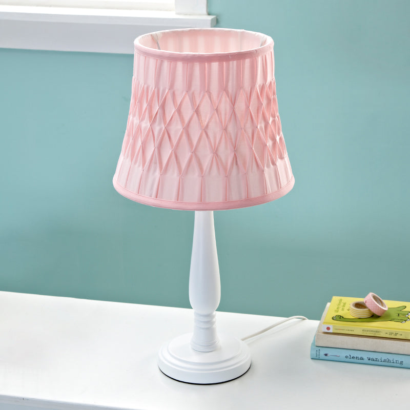 Macaron Barrel Shape Reading Book Light Wood 1 Bulb Bedroom Nightstand Lamp in Pink/Purple/Green Clearhalo 'Lamps' 'Table Lamps' Lighting' 966181