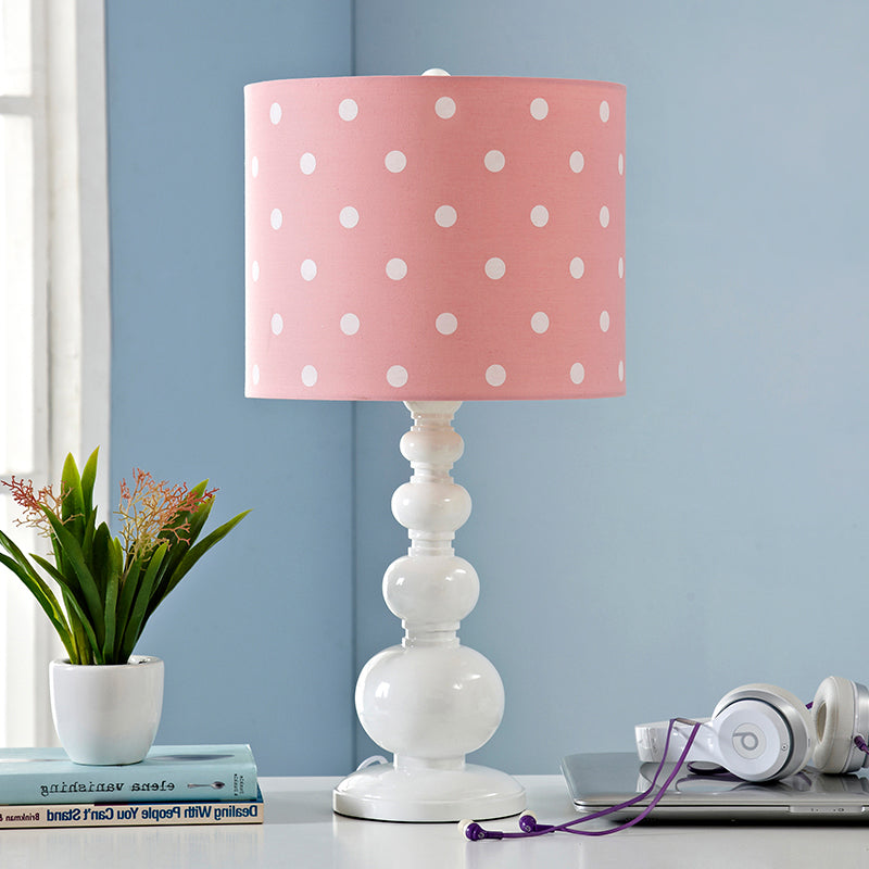 Drum Shade Desk Lighting with Spot/Stripe Shape Minimal Resin 1 Bulb Blue/Pink Night Lamp Pink Clearhalo 'Lamps' 'Table Lamps' Lighting' 966228
