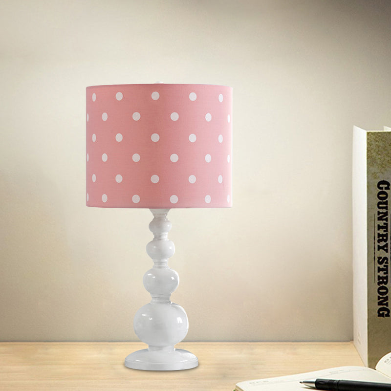 Drum Shade Desk Lighting with Spot/Stripe Shape Minimal Resin 1 Bulb Blue/Pink Night Lamp Clearhalo 'Lamps' 'Table Lamps' Lighting' 966229