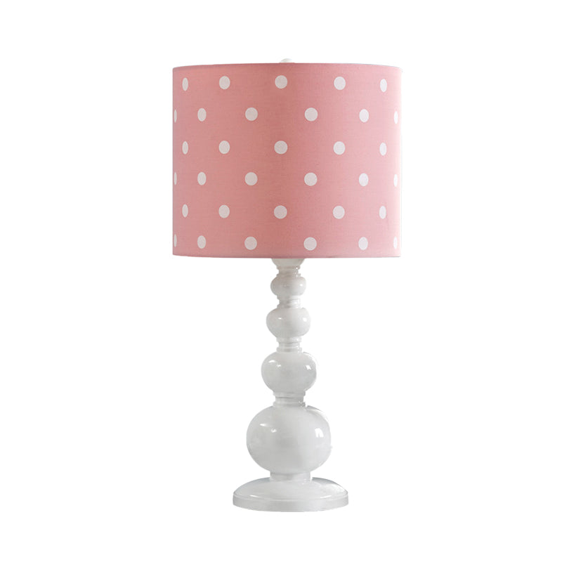 Drum Shade Desk Lighting with Spot/Stripe Shape Minimal Resin 1 Bulb Blue/Pink Night Lamp Clearhalo 'Lamps' 'Table Lamps' Lighting' 966230