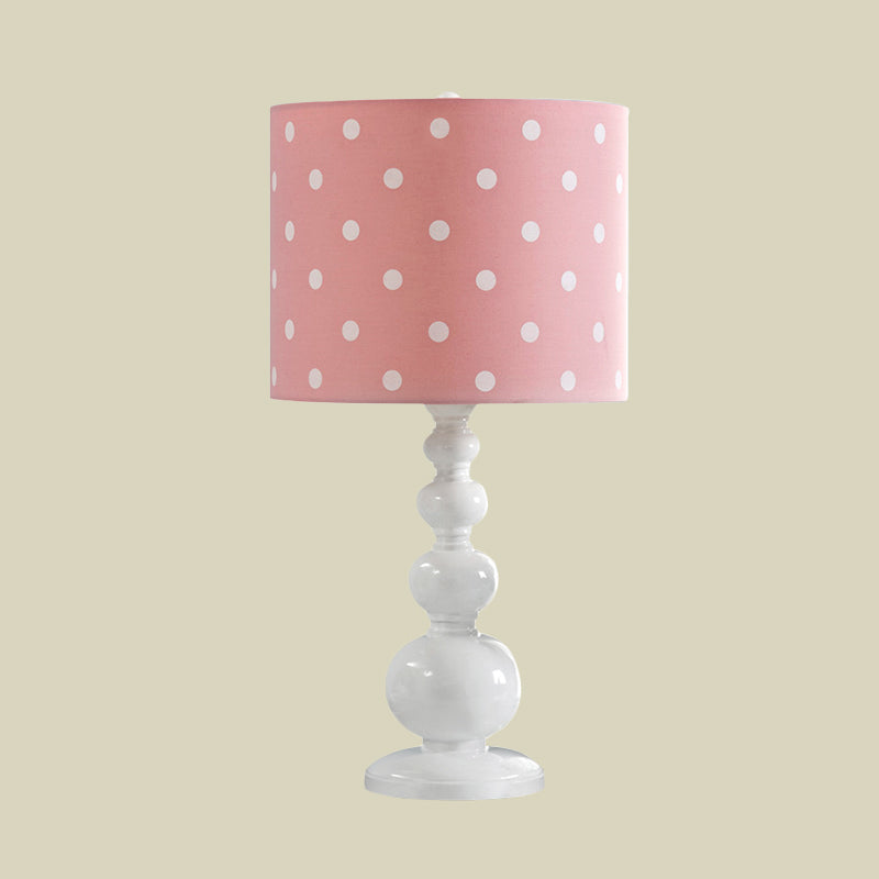 Drum Shade Desk Lighting with Spot/Stripe Shape Minimal Resin 1 Bulb Blue/Pink Night Lamp Clearhalo 'Lamps' 'Table Lamps' Lighting' 966231
