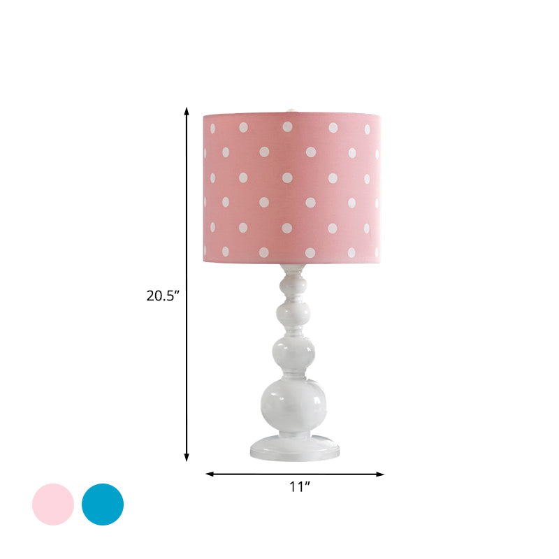 Drum Shade Desk Lighting with Spot/Stripe Shape Minimal Resin 1 Bulb Blue/Pink Night Lamp Clearhalo 'Lamps' 'Table Lamps' Lighting' 966232