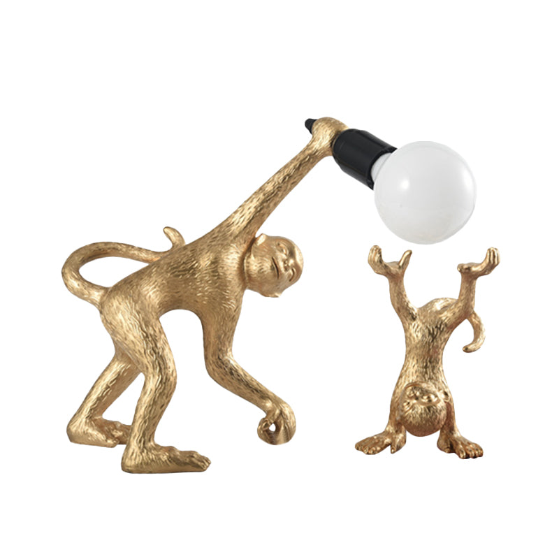 Resin Monkey Shape Night Table Light Creative 1 Bulb Gold/White/Black Reading Lighting for Bedroom Clearhalo 'Lamps' 'Table Lamps' Lighting' 966283