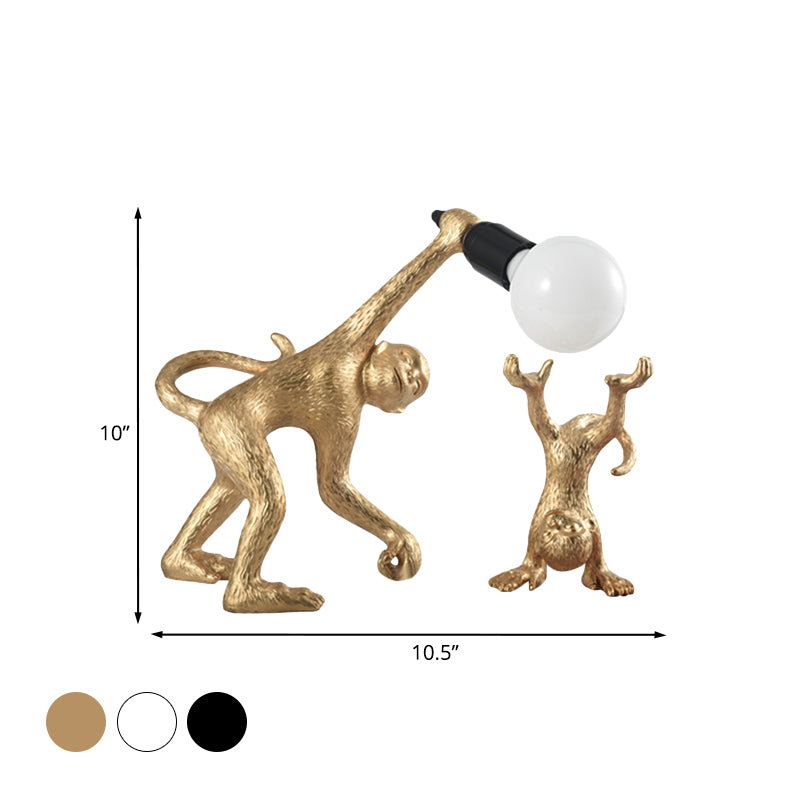 Resin Monkey Shape Night Table Light Creative 1 Bulb Gold/White/Black Reading Lighting for Bedroom Clearhalo 'Lamps' 'Table Lamps' Lighting' 966284