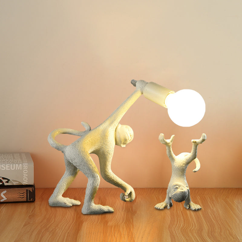 Resin Monkey Shape Night Table Light Creative 1 Bulb Gold/White/Black Reading Lighting for Bedroom Clearhalo 'Lamps' 'Table Lamps' Lighting' 966286