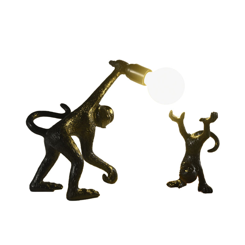Resin Monkey Shape Night Table Light Creative 1 Bulb Gold/White/Black Reading Lighting for Bedroom Clearhalo 'Lamps' 'Table Lamps' Lighting' 966292