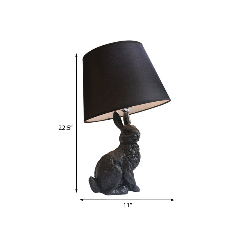 Black Rabbit-Like Nightstand Lamp Cartoon 1 Light Resin Table Light with Fabric Shade Clearhalo 'Lamps' 'Table Lamps' Lighting' 966297