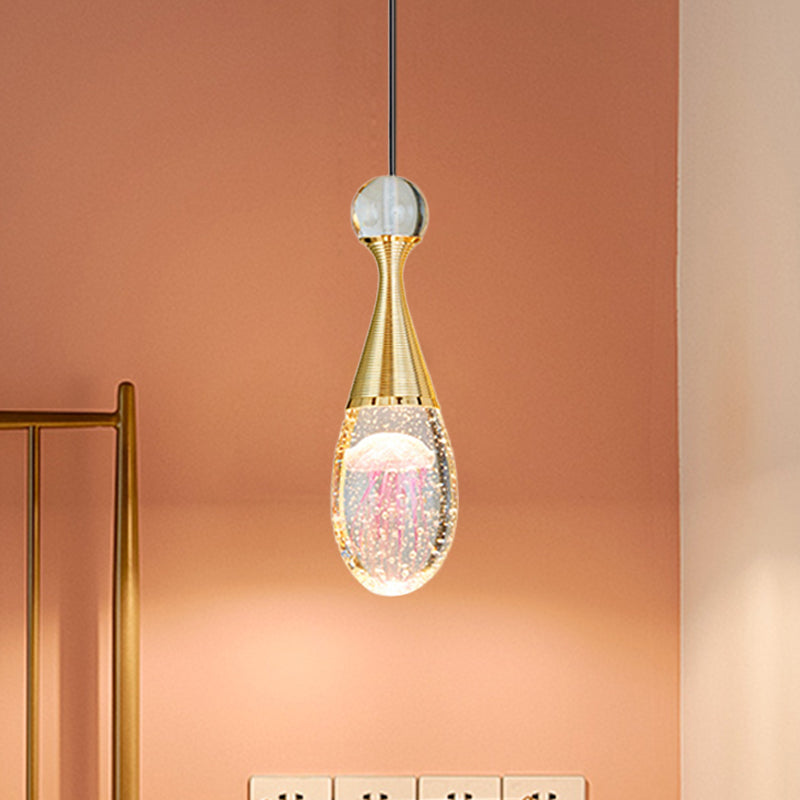 Orb/Teardrop/Arc Shape Pendulum Light Minimalist Clear Crystal Glass LED Gold Hanging Ceiling Lamp Clearhalo 'Ceiling Lights' 'Modern Pendants' 'Modern' 'Pendant Lights' 'Pendants' Lighting' 966387