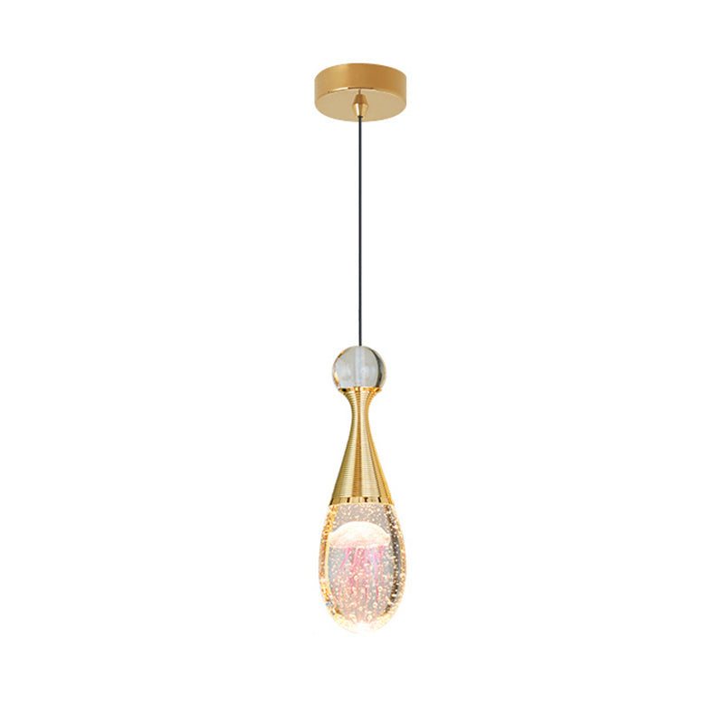 Orb/Teardrop/Arc Shape Pendulum Light Minimalist Clear Crystal Glass LED Gold Hanging Ceiling Lamp Clearhalo 'Ceiling Lights' 'Modern Pendants' 'Modern' 'Pendant Lights' 'Pendants' Lighting' 966388