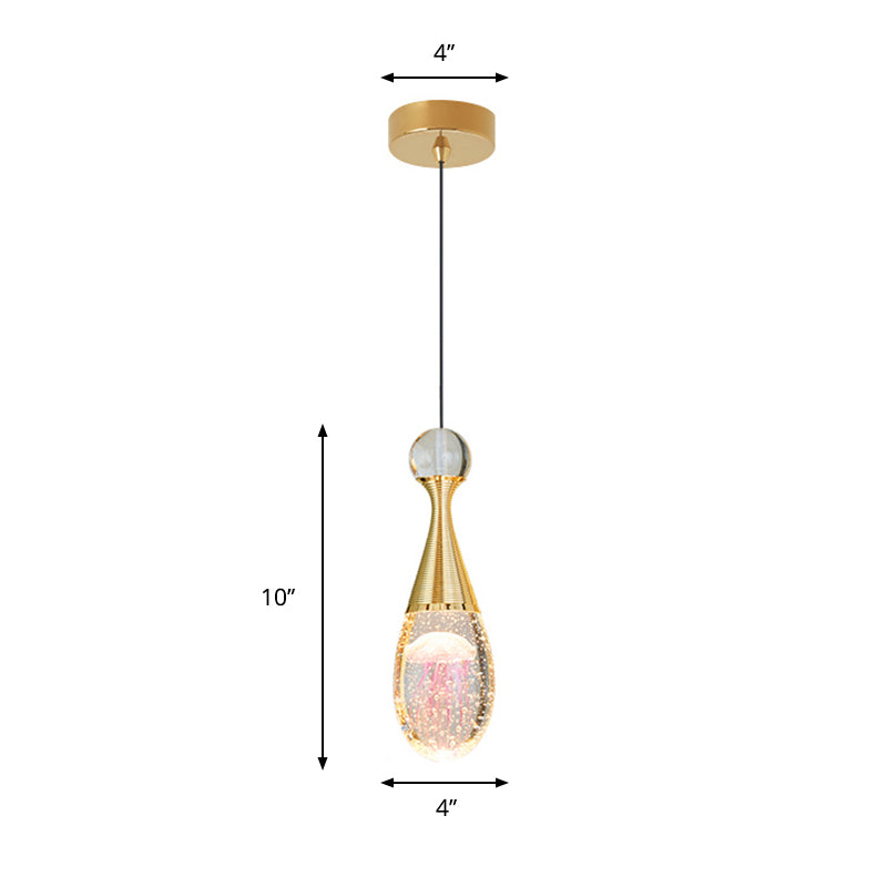 Orb/Teardrop/Arc Shape Pendulum Light Minimalist Clear Crystal Glass LED Gold Hanging Ceiling Lamp Clearhalo 'Ceiling Lights' 'Modern Pendants' 'Modern' 'Pendant Lights' 'Pendants' Lighting' 966389