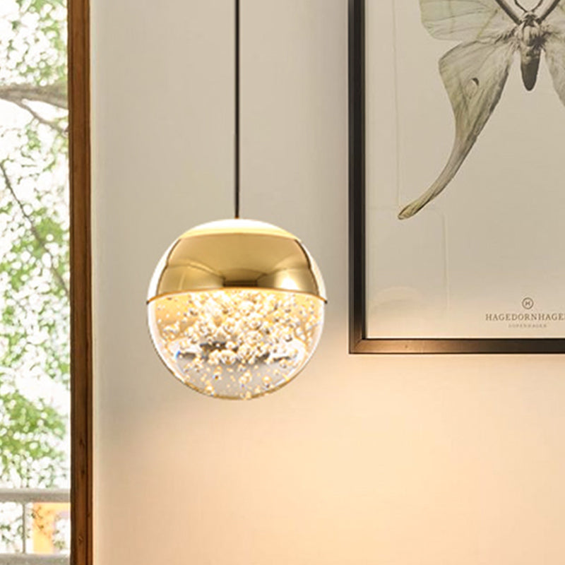 Orb/Teardrop/Arc Shape Pendulum Light Minimalist Clear Crystal Glass LED Gold Hanging Ceiling Lamp Clearhalo 'Ceiling Lights' 'Modern Pendants' 'Modern' 'Pendant Lights' 'Pendants' Lighting' 966396