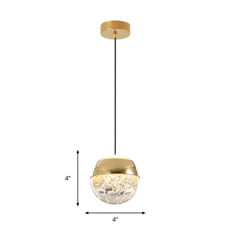 Orb/Teardrop/Arc Shape Pendulum Light Minimalist Clear Crystal Glass LED Gold Hanging Ceiling Lamp Clearhalo 'Ceiling Lights' 'Modern Pendants' 'Modern' 'Pendant Lights' 'Pendants' Lighting' 966399