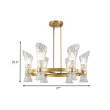 Metal Circular Semi Flush Modern 6-Light Gold Ceiling Light Fixture with Twisted Crystal Shade Clearhalo 'Ceiling Lights' 'Close To Ceiling Lights' 'Close to ceiling' 'Semi-flushmount' Lighting' 966414