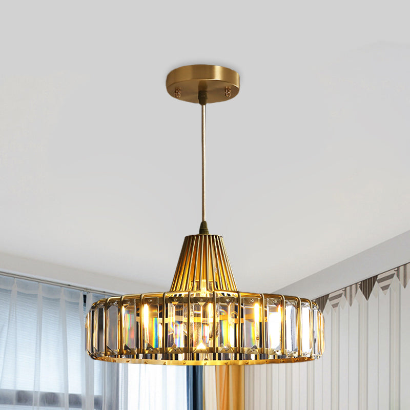 Gold Hat Shaped Pendulum Light Postmodern Crystal 1-Light Dining Room Ceiling Pendant Gold Clearhalo 'Ceiling Lights' 'Modern Pendants' 'Modern' 'Pendant Lights' 'Pendants' Lighting' 968336