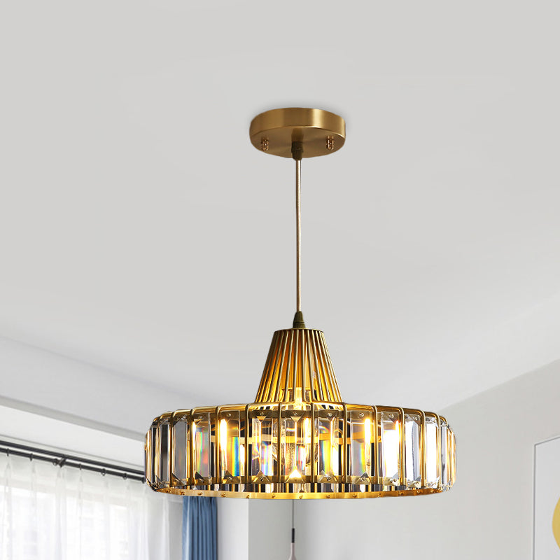 Gold Hat Shaped Pendulum Light Postmodern Crystal 1-Light Dining Room Ceiling Pendant Clearhalo 'Ceiling Lights' 'Modern Pendants' 'Modern' 'Pendant Lights' 'Pendants' Lighting' 968337