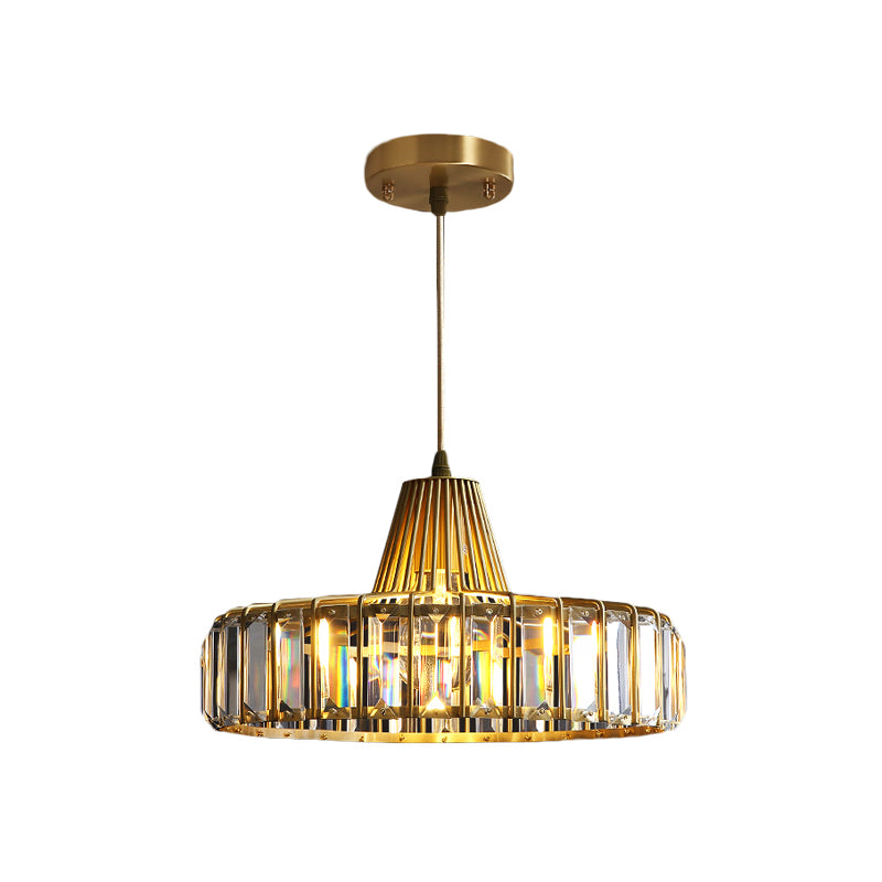 Gold Hat Shaped Pendulum Light Postmodern Crystal 1-Light Dining Room Ceiling Pendant Clearhalo 'Ceiling Lights' 'Modern Pendants' 'Modern' 'Pendant Lights' 'Pendants' Lighting' 968338