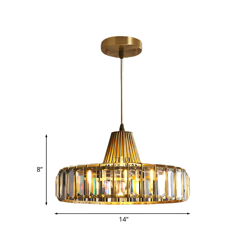 Gold Hat Shaped Pendulum Light Postmodern Crystal 1-Light Dining Room Ceiling Pendant Clearhalo 'Ceiling Lights' 'Modern Pendants' 'Modern' 'Pendant Lights' 'Pendants' Lighting' 968339