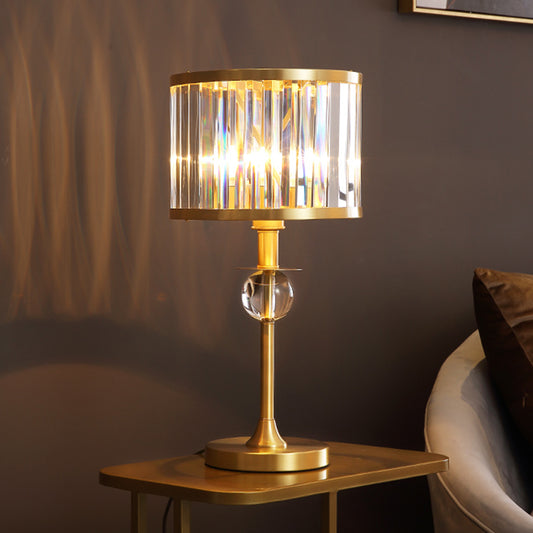 Single Short Cylinder Table Lamp Postmodern Gold Prismatic Crystal Night Light for Living Room Gold Clearhalo 'Lamps' 'Table Lamps' Lighting' 968360