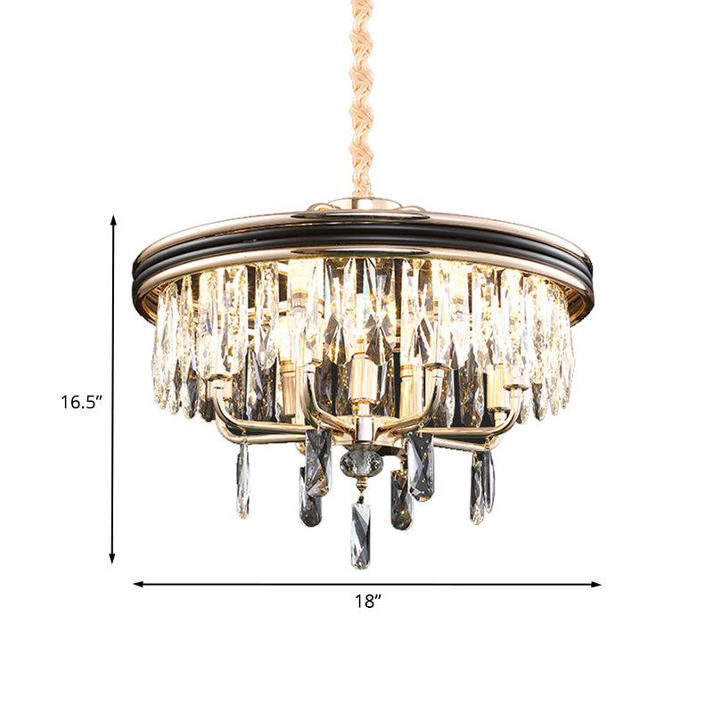 Simplicity 7 Lights Chandelier Black Round Pendant Lighting Fixture with Clear Crystal Shade Clearhalo 'Ceiling Lights' 'Chandeliers' 'Modern Chandeliers' 'Modern' Lighting' 968367