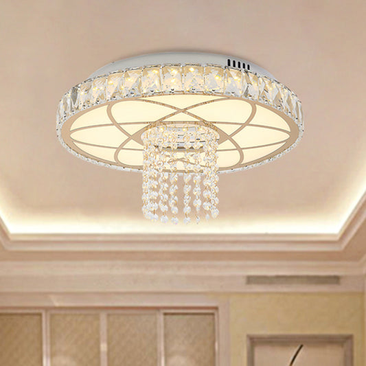 Gold Round Flush Mount Lamp Contemporary LED Clear Crystal Close to Ceiling Light for Bedroom Gold Clearhalo 'Ceiling Lights' 'Close To Ceiling Lights' 'Close to ceiling' 'Flush mount' Lighting' 968428