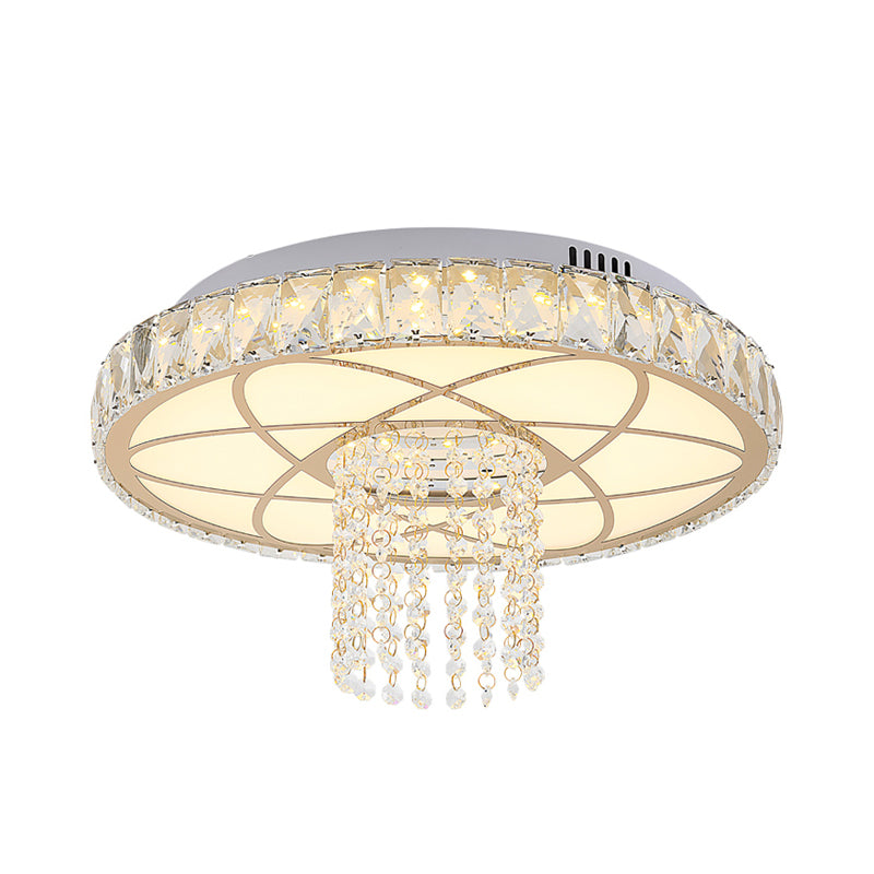 Gold Round Flush Mount Lamp Contemporary LED Clear Crystal Close to Ceiling Light for Bedroom Clearhalo 'Ceiling Lights' 'Close To Ceiling Lights' 'Close to ceiling' 'Flush mount' Lighting' 968430