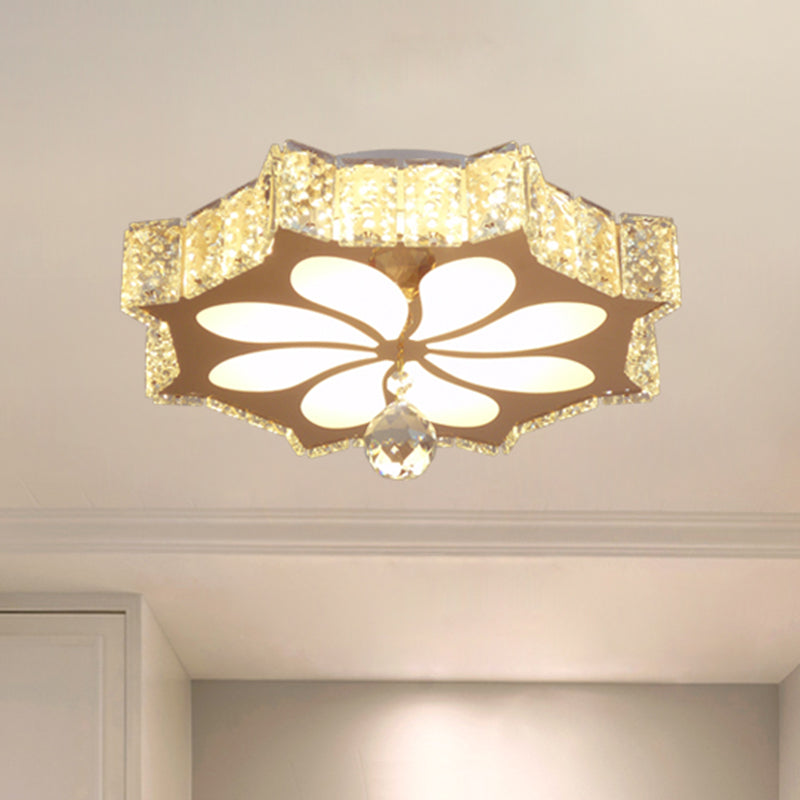 Flower Flushmount Modern Style Faceted Crystal LED Gold Flush Mount Lighting for Corridor Gold Clearhalo 'Ceiling Lights' 'Close To Ceiling Lights' 'Close to ceiling' 'Flush mount' Lighting' 968465