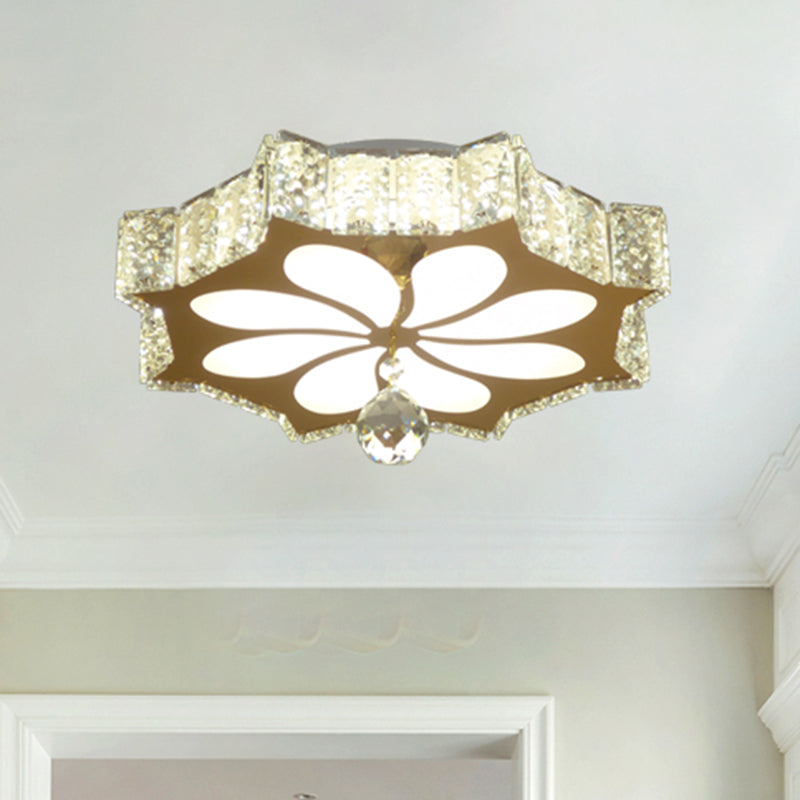 Flower Flushmount Modern Style Faceted Crystal LED Gold Flush Mount Lighting for Corridor Clearhalo 'Ceiling Lights' 'Close To Ceiling Lights' 'Close to ceiling' 'Flush mount' Lighting' 968466