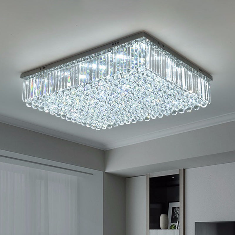 Rectangle Living Room Flush Ceiling Light Clear Crystal LED Contemporary Lighting Fixture Clear Clearhalo 'Ceiling Lights' 'Close To Ceiling Lights' 'Close to ceiling' 'Flush mount' Lighting' 968473