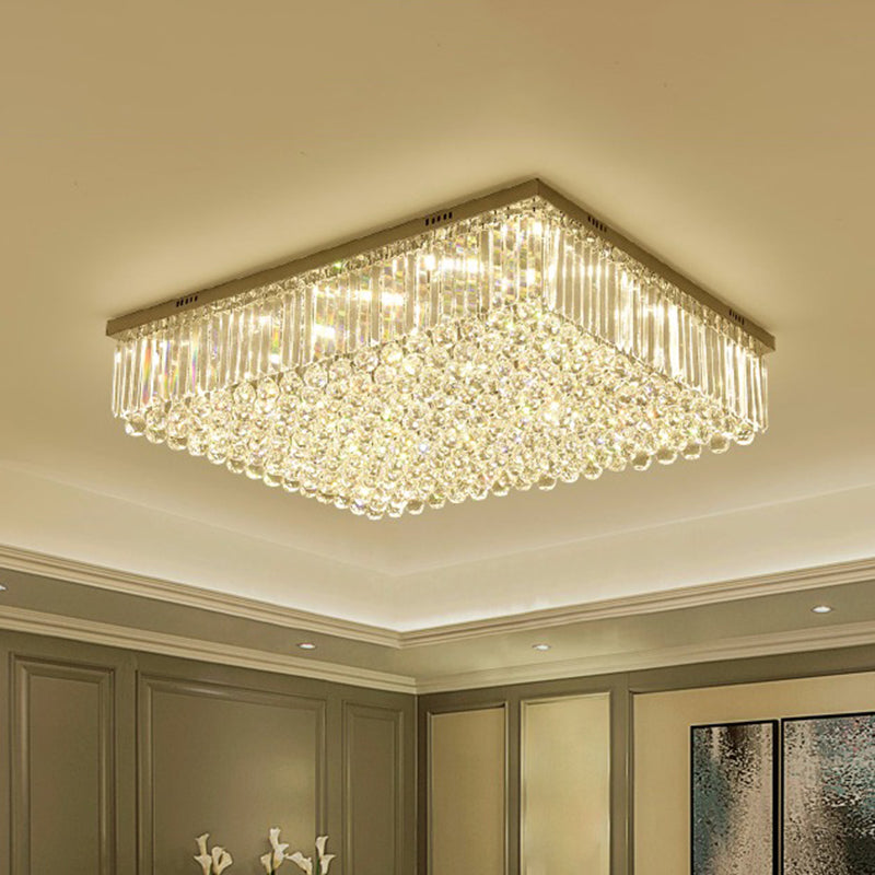 Rectangle Living Room Flush Ceiling Light Clear Crystal LED Contemporary Lighting Fixture Clearhalo 'Ceiling Lights' 'Close To Ceiling Lights' 'Close to ceiling' 'Flush mount' Lighting' 968474