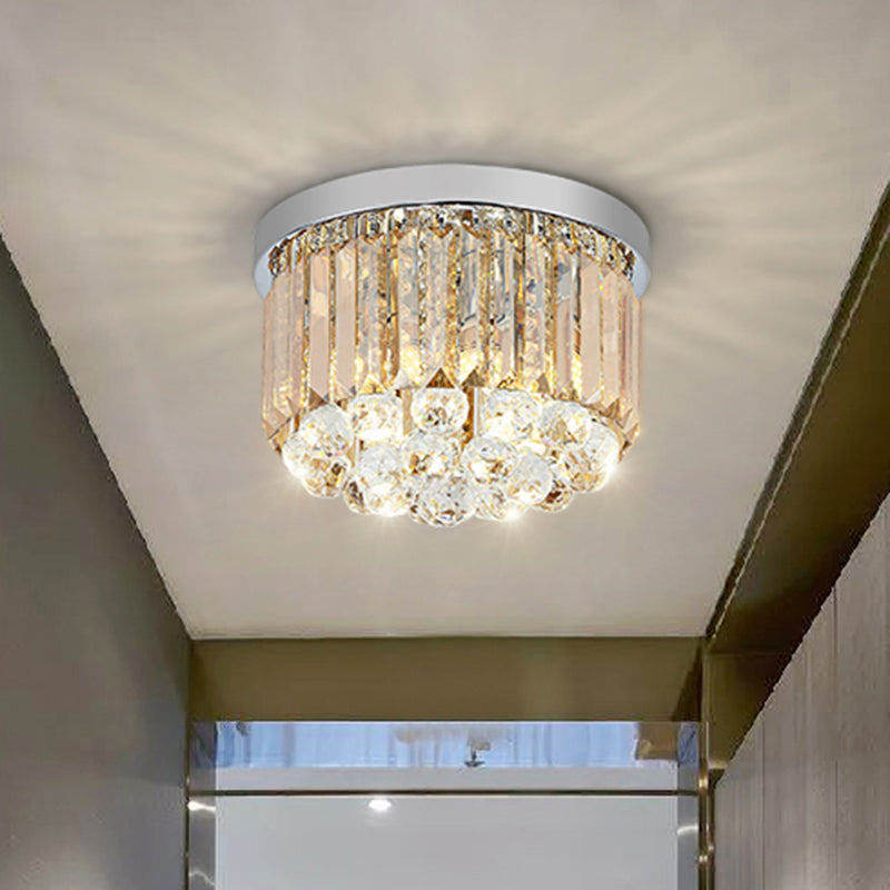 Minimal Round Crystal Orb Flush Mount Light 4 Heads Close to Ceiling Lighting in Chrome Chrome Clearhalo 'Ceiling Lights' 'Close To Ceiling Lights' 'Close to ceiling' 'Flush mount' Lighting' 968477