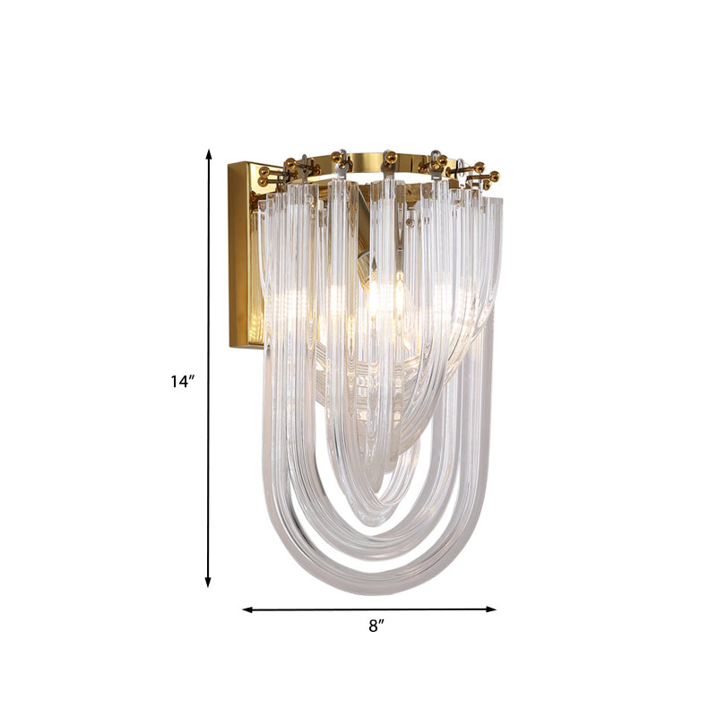 Simplicity 1 Light Wall Lamp Gold Oval Wall Lighting Fixture with Twisted Crystal Shade Clearhalo 'Cast Iron' 'Glass' 'Industrial' 'Modern wall lights' 'Modern' 'Tiffany' 'Traditional wall lights' 'Wall Lamps & Sconces' 'Wall Lights' Lighting' 968522
