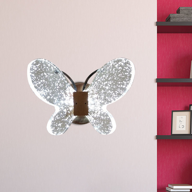 Butterfly Bedroom Wall Sconce Clear Crystal LED Minimalist Wall Lighting Ideas in Gold Gold Clearhalo 'Modern wall lights' 'Modern' 'Wall Lamps & Sconces' 'Wall Lights' Lighting' 968527