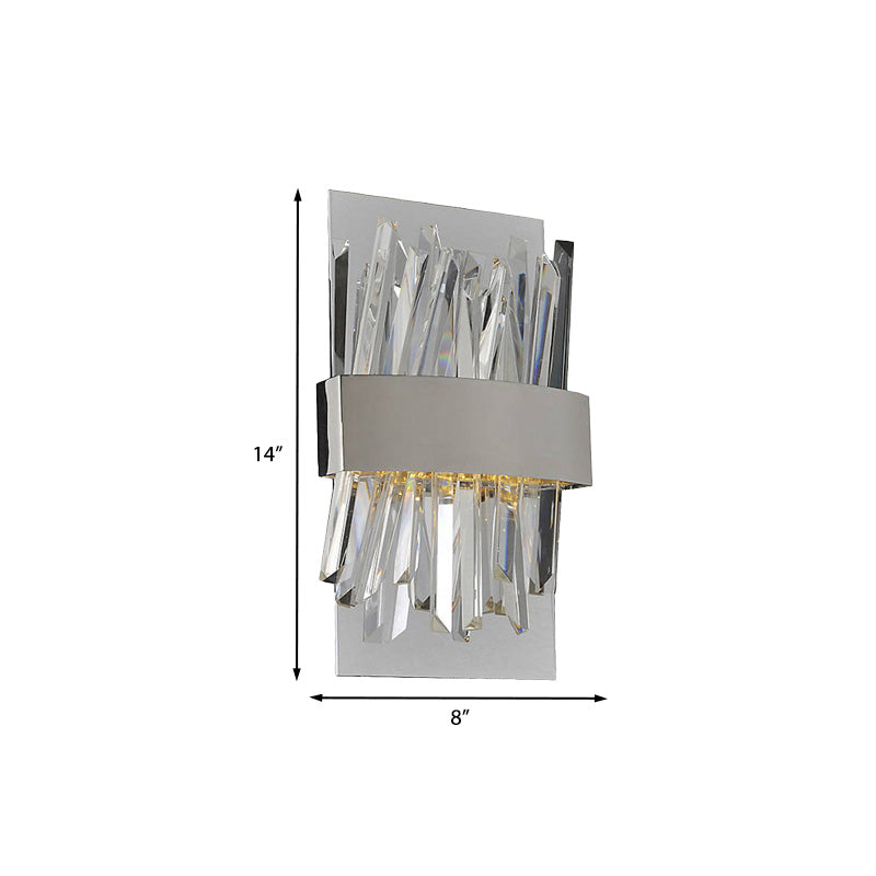 Rectangle Bedroom Wall Light Fixture Clear Crystal LED Contemporary Wall Sconce Lighting in Chrome Clearhalo 'Modern wall lights' 'Modern' 'Wall Lamps & Sconces' 'Wall Lights' Lighting' 968542