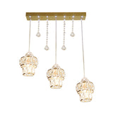 Jar Shaped Cluster Pendant Modernism Crystal 3 Lights Corridor Suspension Lighting Fixture in Gold Clearhalo 'Ceiling Lights' 'Modern Pendants' 'Modern' 'Pendant Lights' 'Pendants' Lighting' 968571