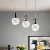 Clear Glass Wine Glass Cluster Pendant Light Contemporary 3 Lights Chrome Hanging Lamp Kit with Inner Crystal Droplet Clear Clearhalo 'Ceiling Lights' 'Modern Pendants' 'Modern' 'Pendant Lights' 'Pendants' Lighting' 968617