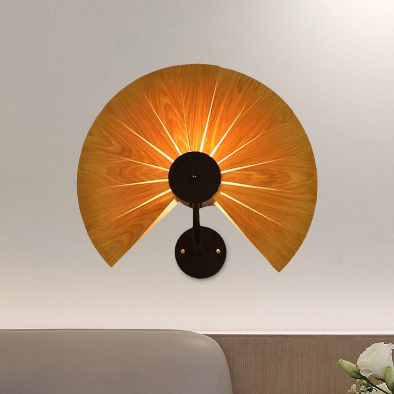 Wood Veneer Handmade Wall Sconce Modern Stylish 1 Light Black Finish Wall Lamp for Restaurant Clearhalo 'Modern wall lights' 'Modern' 'Wall Lamps & Sconces' 'Wall Lights' Lighting' 969096