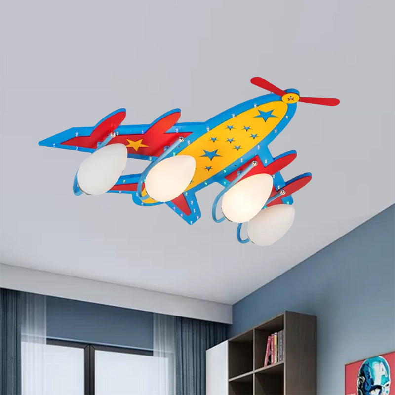 Chic Modern Plane Flush Mount Ceiling Light Metal 3 Bulbs in Multi Color Ceiling Light Fixture for Kindergarten Clearhalo 'Ceiling Lights' 'Close To Ceiling Lights' 'Close to ceiling' 'Flush mount' Lighting' 969109