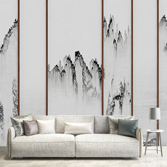 Black and White Minimalist Mural Full Size Watercolors Wall Covering for Living Room Clearhalo 'Wall Decor' 'Wall Mural' 969288